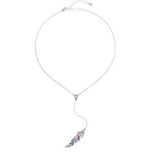 Silvertone Multi Colored Feather Necklace